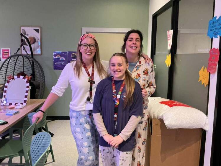 teachers cosy and warm in pyjamas