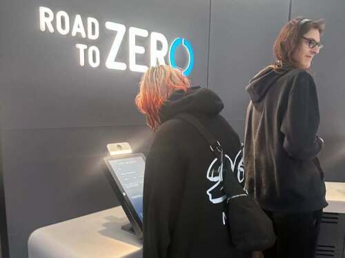Urban College Year 12 students exploring the Road to Zero interactive road safety exhibition