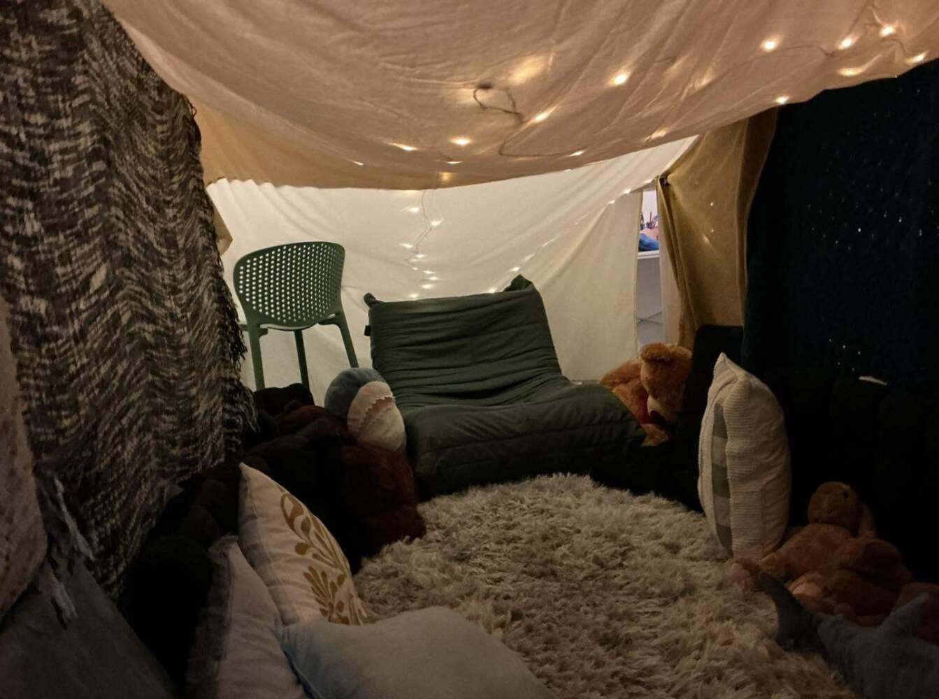 cosy nook covered with sheets